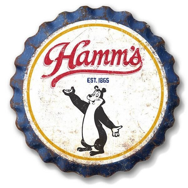 ボトルキャップ メタルサイン Hamm's bear Weathered ハムズ