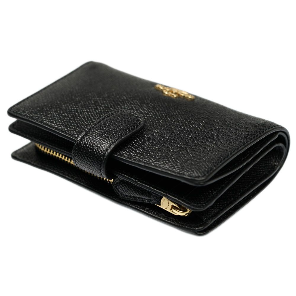 コーチ 財布 COACH 二つ折り財布 ファスナー小銭入れ レザー ブラック