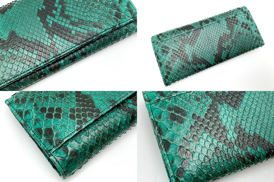 GUCCI グッチ グリーン系 緑 パイソンレザー 蛇革 長財布