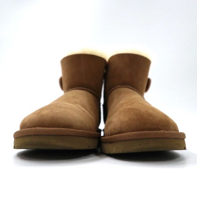 UGG ショート ムートンブーツ 23cm ベージュ スエードレザー WOMENS MINI BAILEY BUTTON 3352