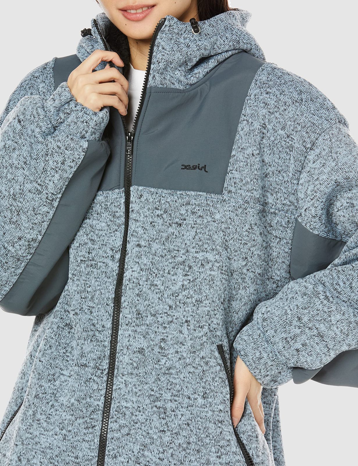  エックスガール ジャケット MELANGE ZIP UP JACKET レディース LtBLUE S その他 フェイスケア