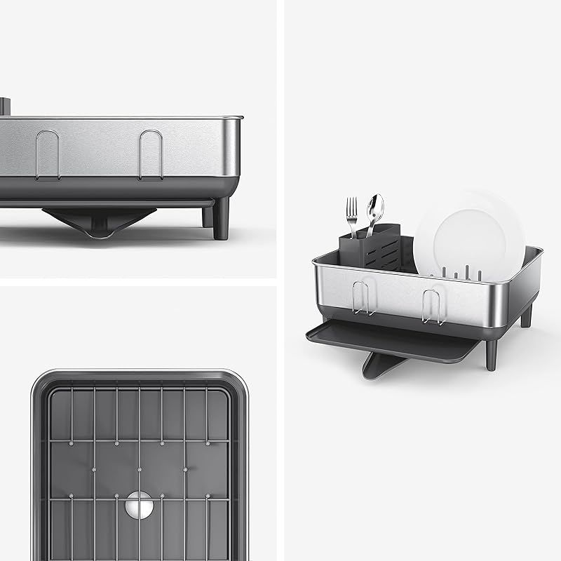 シンプルヒューマン コンパクト 食器 水切りラック ステンレス ディッシュラック 抗残留物コーティング付 simplehuman 0