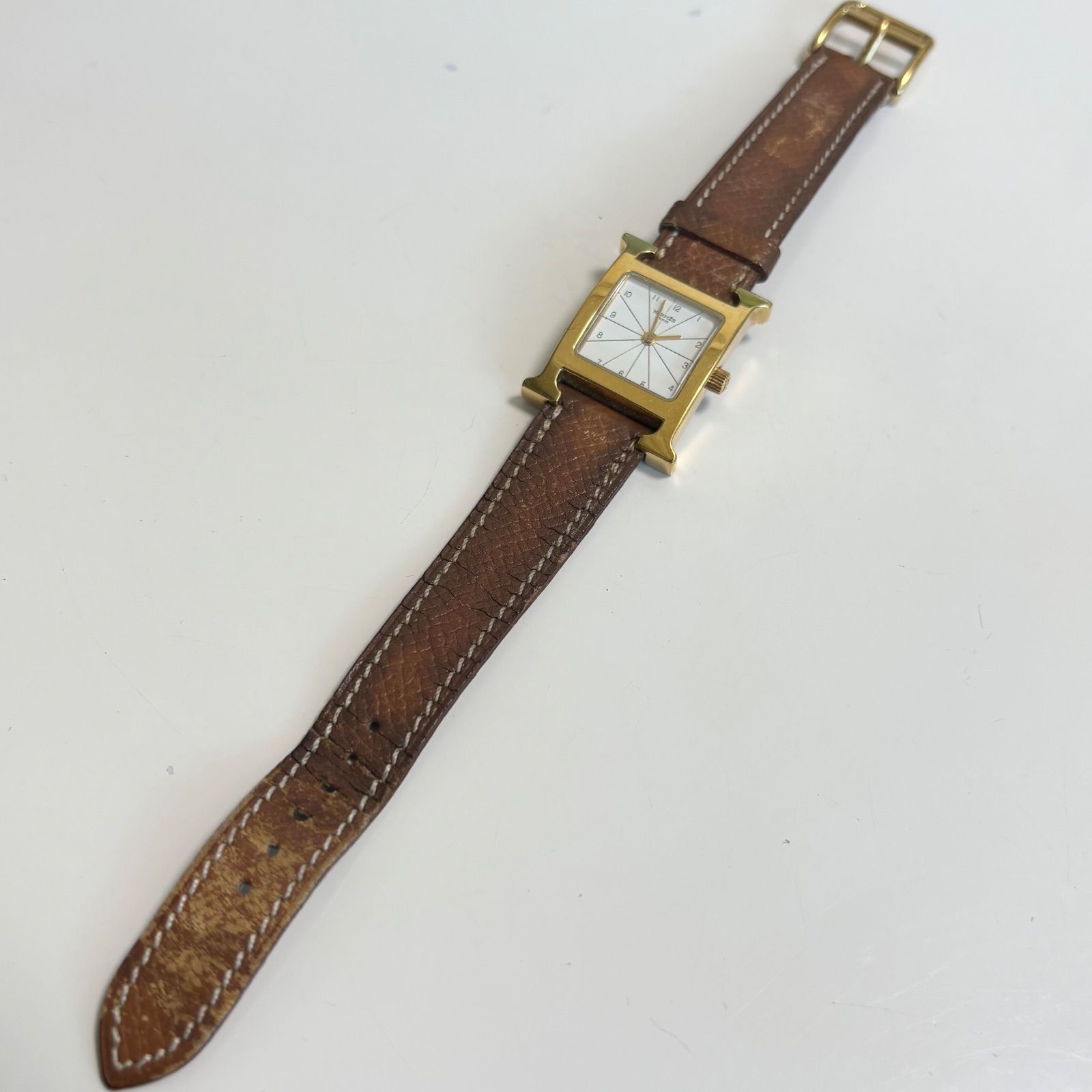 HERMES クォーツ時計 ホワイト/ブラウン