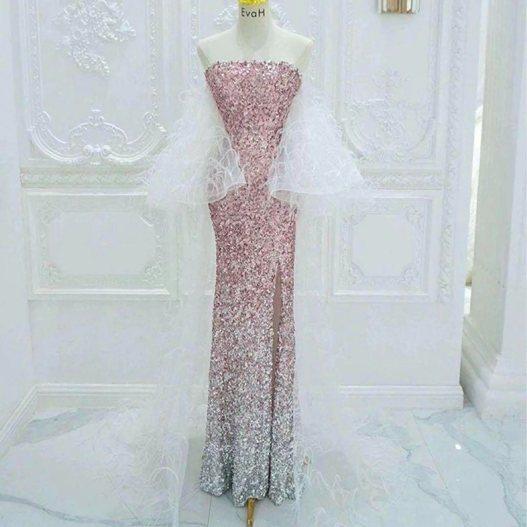 ショール付き スパンコールのベア イブニングドレス♩.• ショール付き スパンコールのベア イブニングドレス?.? - メルカリ