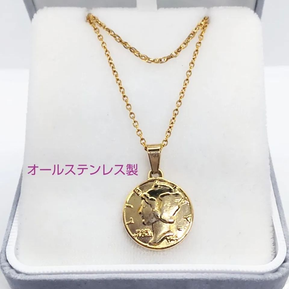 silent 川口春奈さん着用風 二重チェーン コインネックレス