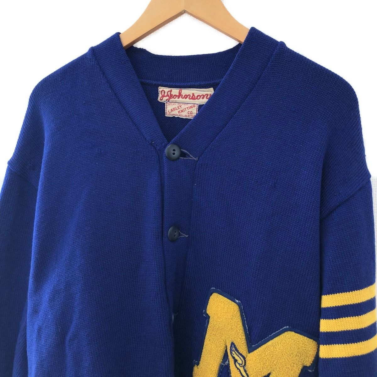 □□50~60s LASLEY KNITTING CO メンズ衣料 カーディガン レタード 