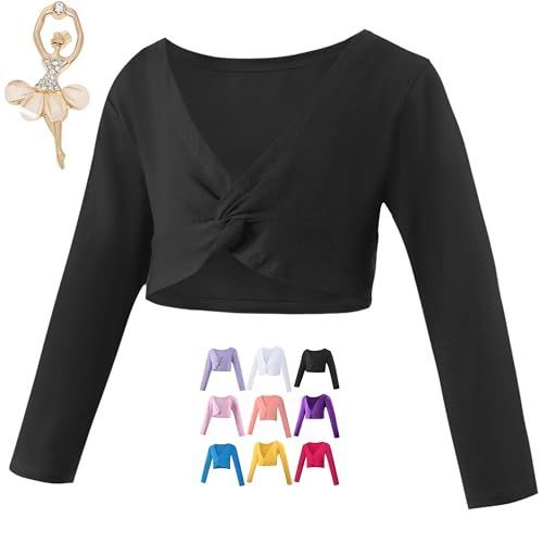 ブラック_L 【Aigoda】バレエ ボレロ 子供 キッズ ウォームアップ 棉 カシュクール 上着 ジュニア 大人 カーディガン バレエ用品 (黒， L)