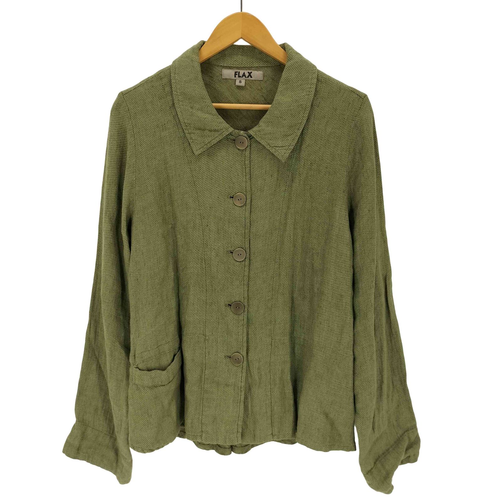 FLAX(フラックス) リネン シャツジャケット レディース JPN：S  中古 古着 0343 フラックス FLAX リネン シャツジャケット レディース JPN：S