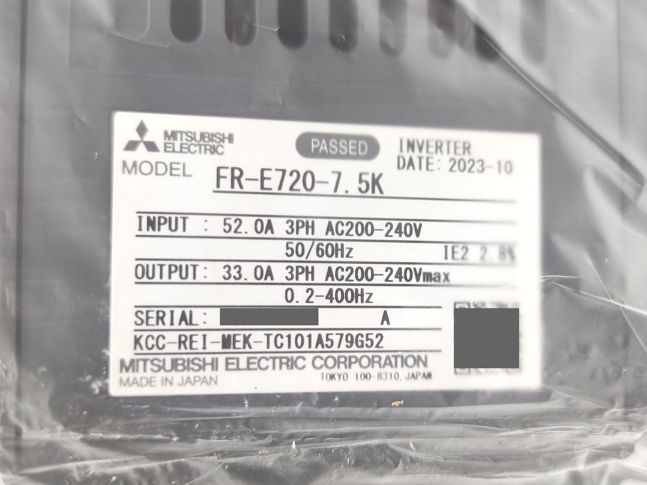 インボイス対応 箱 み 箱汚れあり 製 三菱 MITSUBISHI FR-E720-7.5K