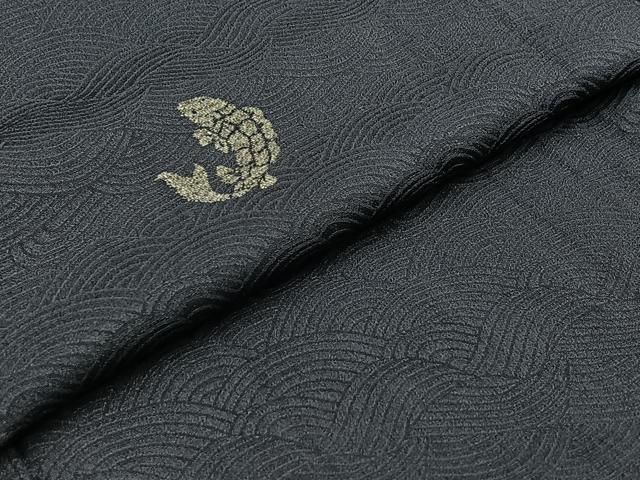 平和屋着物▽上質な小紋 単衣 流水文 魚 銀糸 正絹 逸品 AABA9521jh