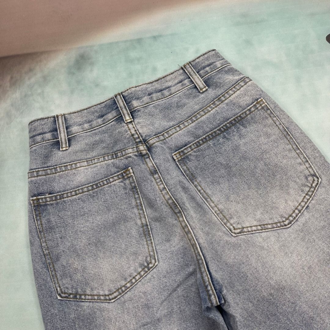ラインストーン付きワークデニムパンツ