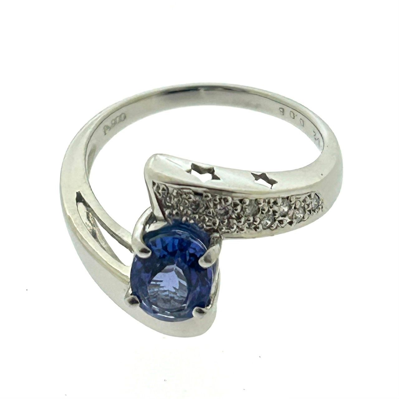Pt900 天然 タンザナイト リング TZ:1.52ct D:0.08ct 15号