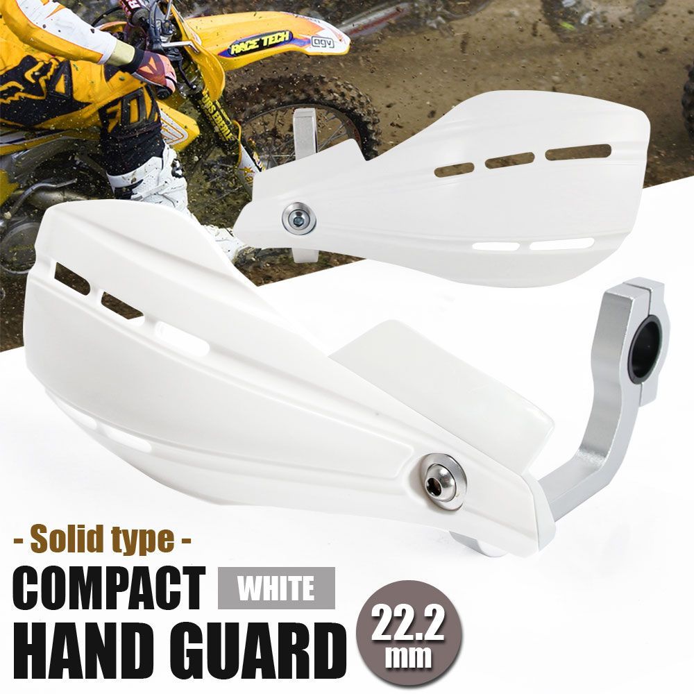 コンパクト ハンドガード 22.2mm 22パイ ホワイト 白 ナックルガード ブッシュガード オフロード ソリッド 無地 単色 汎用 カスタム パーツ バイク オートバイ 左右セット