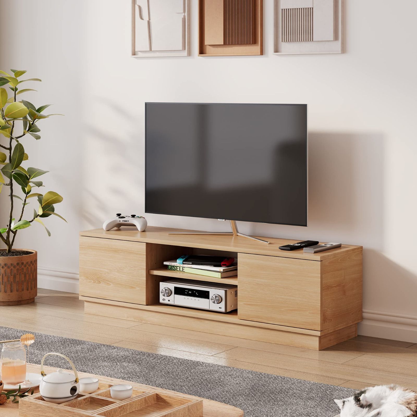 テレビ台 ナチュラル 手渡しのみ 在庫セール】43インチ対応 tvボード tv台 24-47型対応 高さ33cm