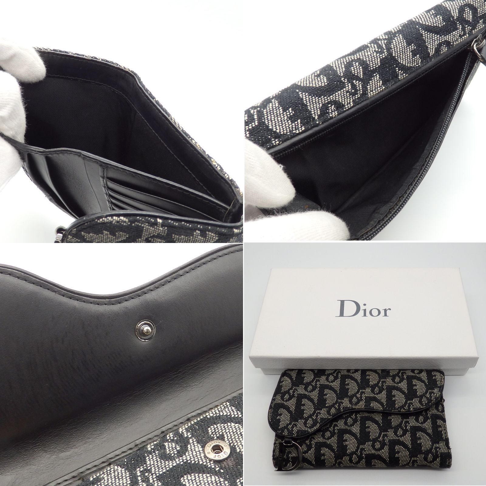【美品】Dior ディオール トロッター 三つ折り 財布 キャンパスレザー