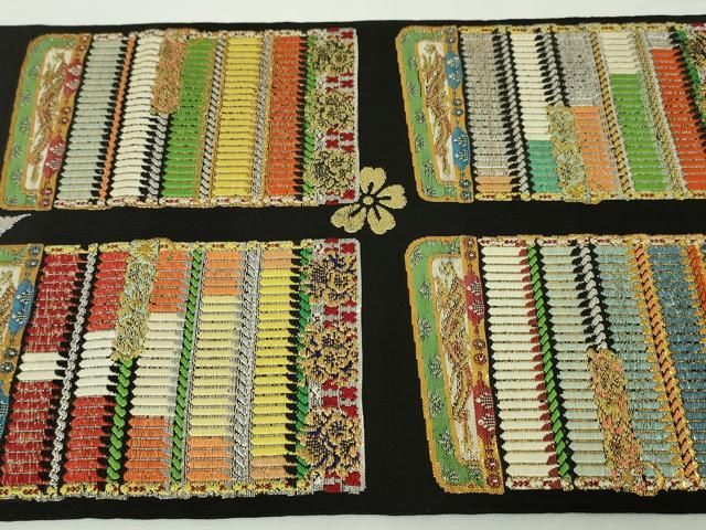 期間限定セール20％off○最高級 龍村平蔵製 六通柄 本袋帯 威毛錦 黒地