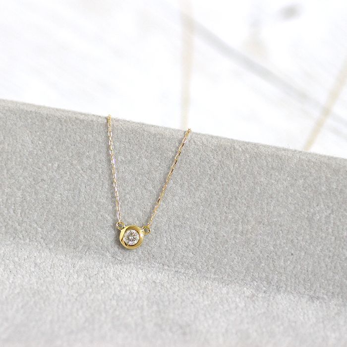 ダイヤモンド ネックレス K18 イエローゴールド 天然ダイヤ 0.07ct 一