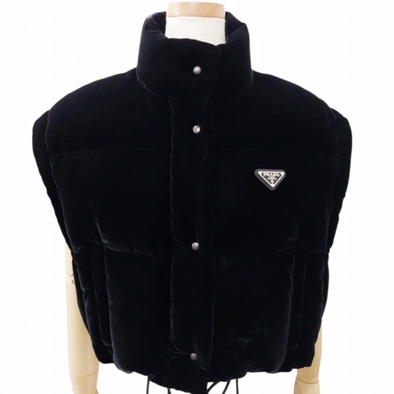 新作☆【PRADA】ベルベットダウンジャケット Prada ベルベット ダウンジャケット | ブラック | FARFETCH JP