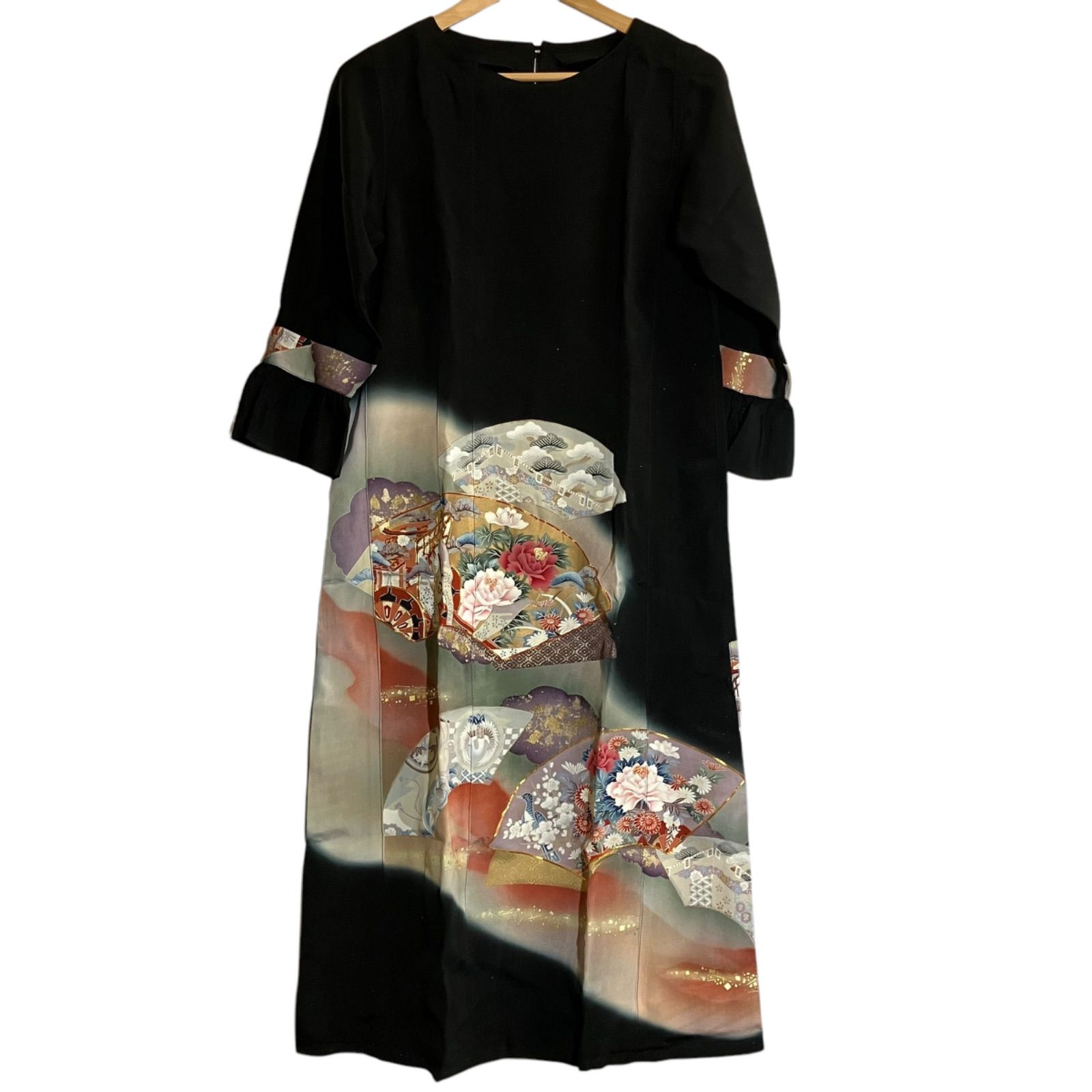未使用品】着物 黒留袖 リメイク ロングワンピース M～L - メルカリ