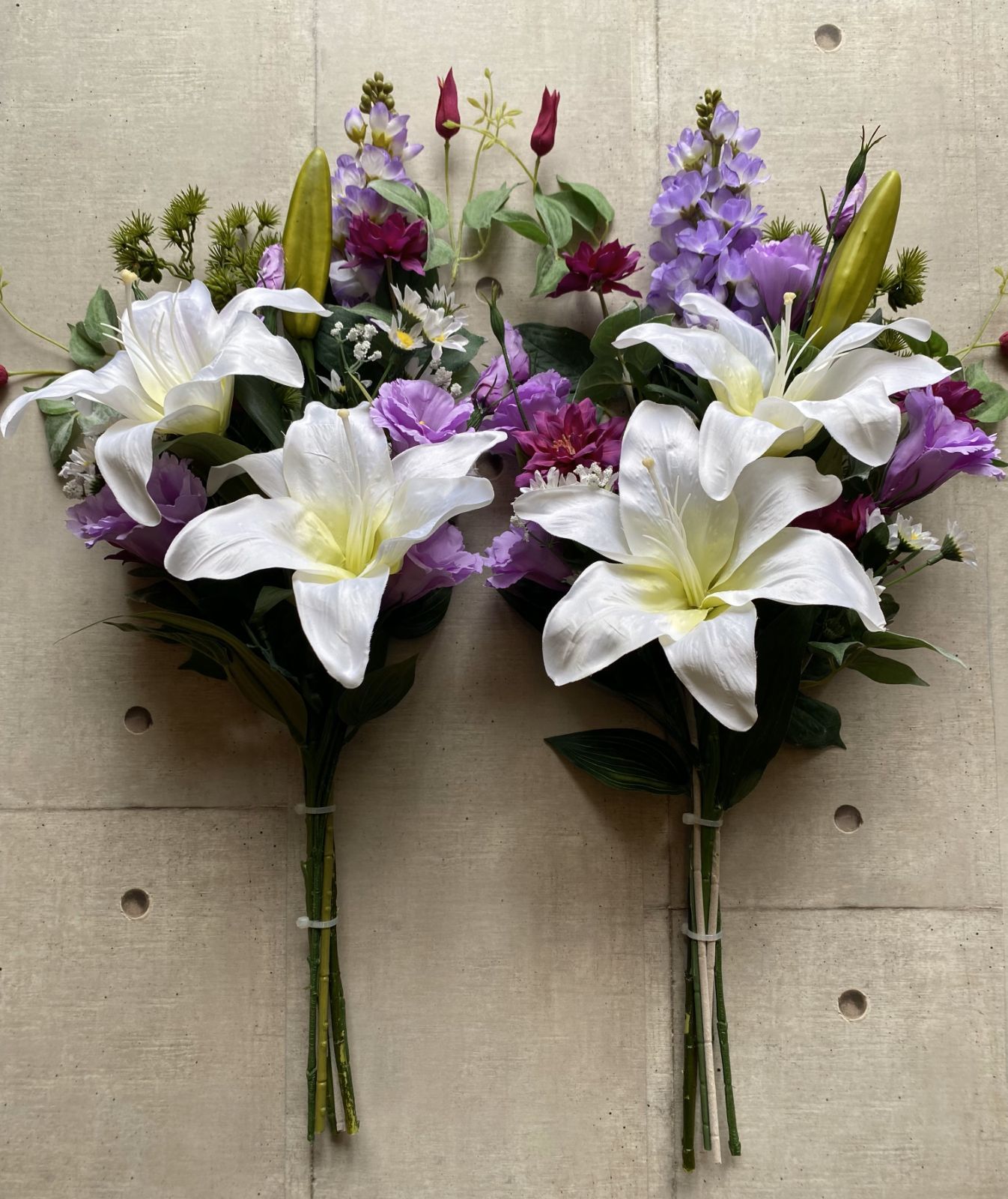 仏花 お花のみ 一対 クレマチス りんどうとクレマチスの花束 一対 造花