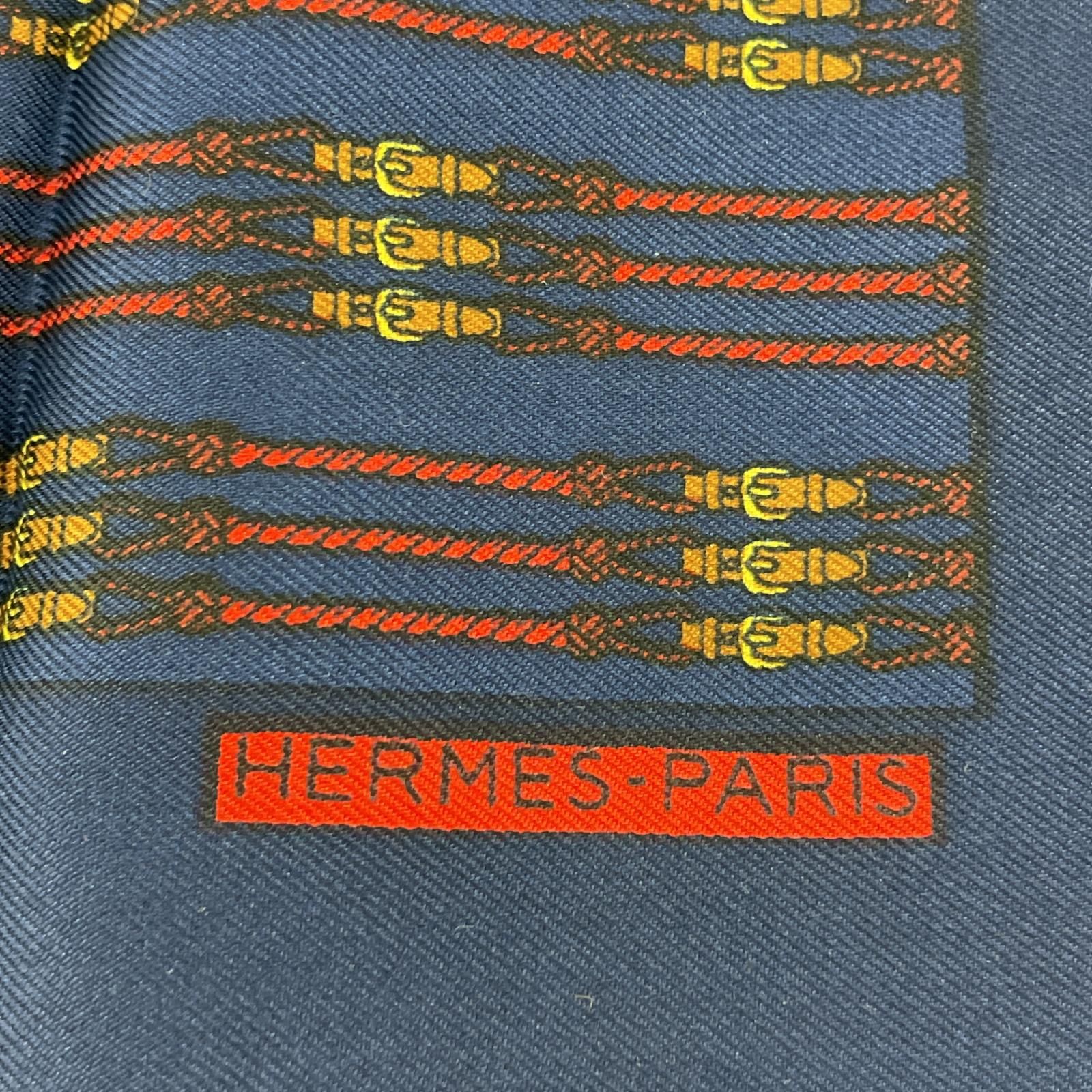 エルメス HERMES ミニスカーフ ポロ柄ネイビー ネイビー（紺）系 HERMES(エルメス) スカーフ(レディース