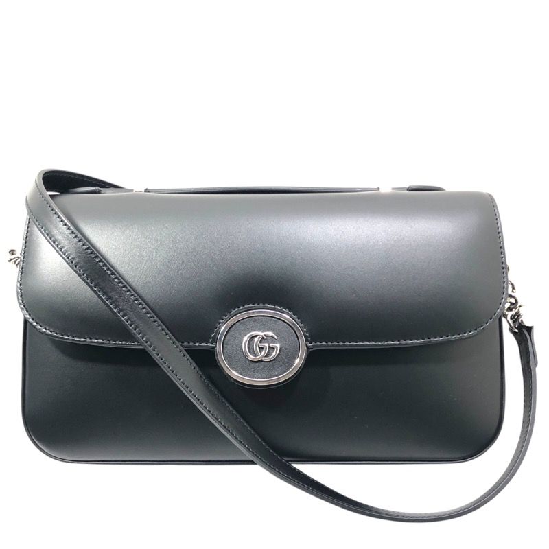 グッチ GUCCI プチGG 2Wayショルダー 739721 ブラック レザー メンズ ショルダーバッグ