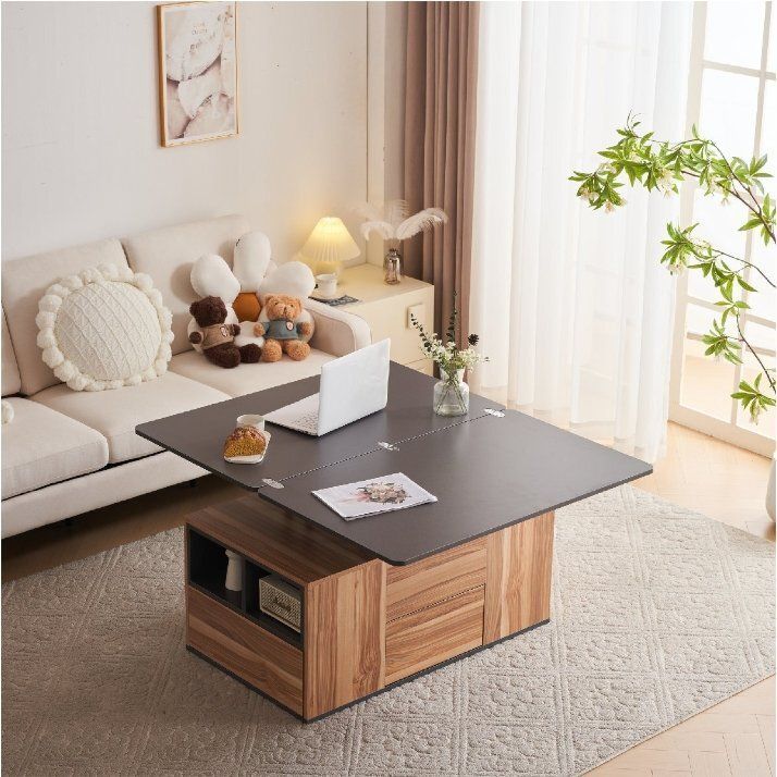 テーブル センターテーブル 昇降式テーブル 高さ調節 幅100 折りたたみ 天板昇降 引出し ダイニングテーブル