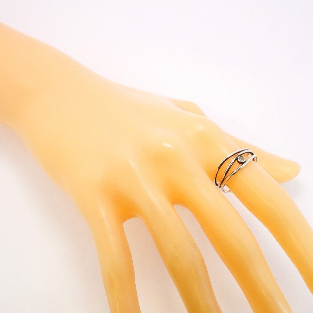 5jeb0139】ティファニー リング ウェーブ/3ロウ シルバー925 アクア  