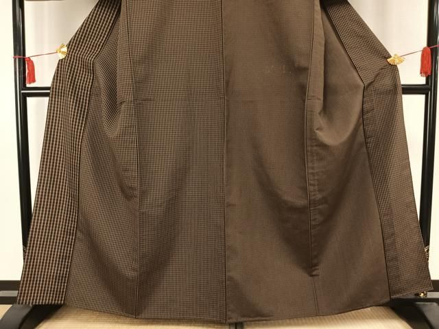平和屋着物▽訪問着　単衣　お召地　片身変わり　格子　さが美扱い　正絹　逸品　AAAW1675fy 平和屋着物▽訪問着 単衣 お召地 片身変わり 格子 さが美扱い 正絹