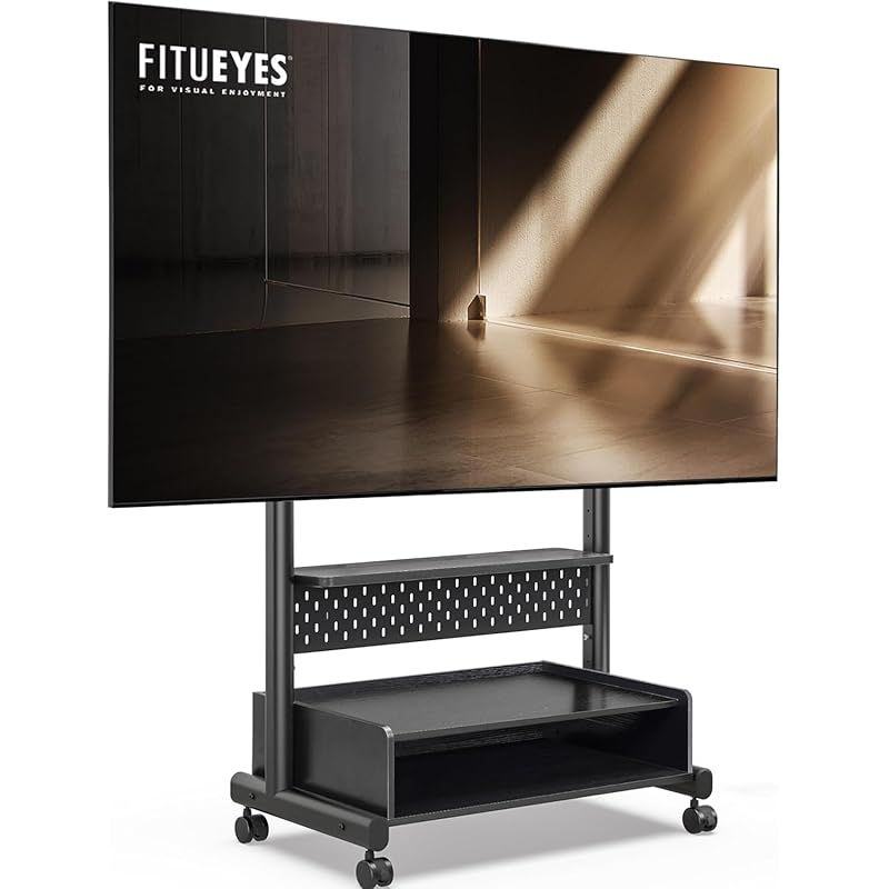 FITUEYES テレビスタンド Kシリーズ テレビ台 マウント付き 40～85インチテレビ対応 耐荷重60kg 有孔ボード付き 高さ調節 大容量収納 安定性よい 木製 ブラック K-A207203WB 1