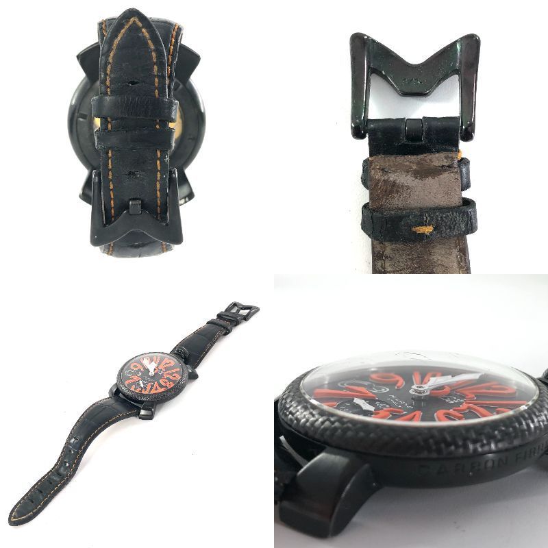 可動品】良品 GagaMilano マヌアーレ48 手巻き 金 腕時計 可動品】GaGa