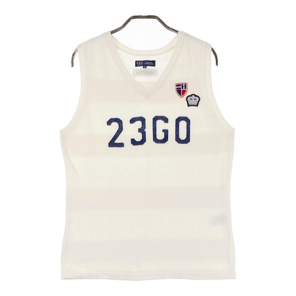 新品 未使用 23区GOLF Vネック ニット ベスト レディース 3 白 L サイズ：3 23区GOLF ニジュウサンクゴルフ Vネック ニットベスト