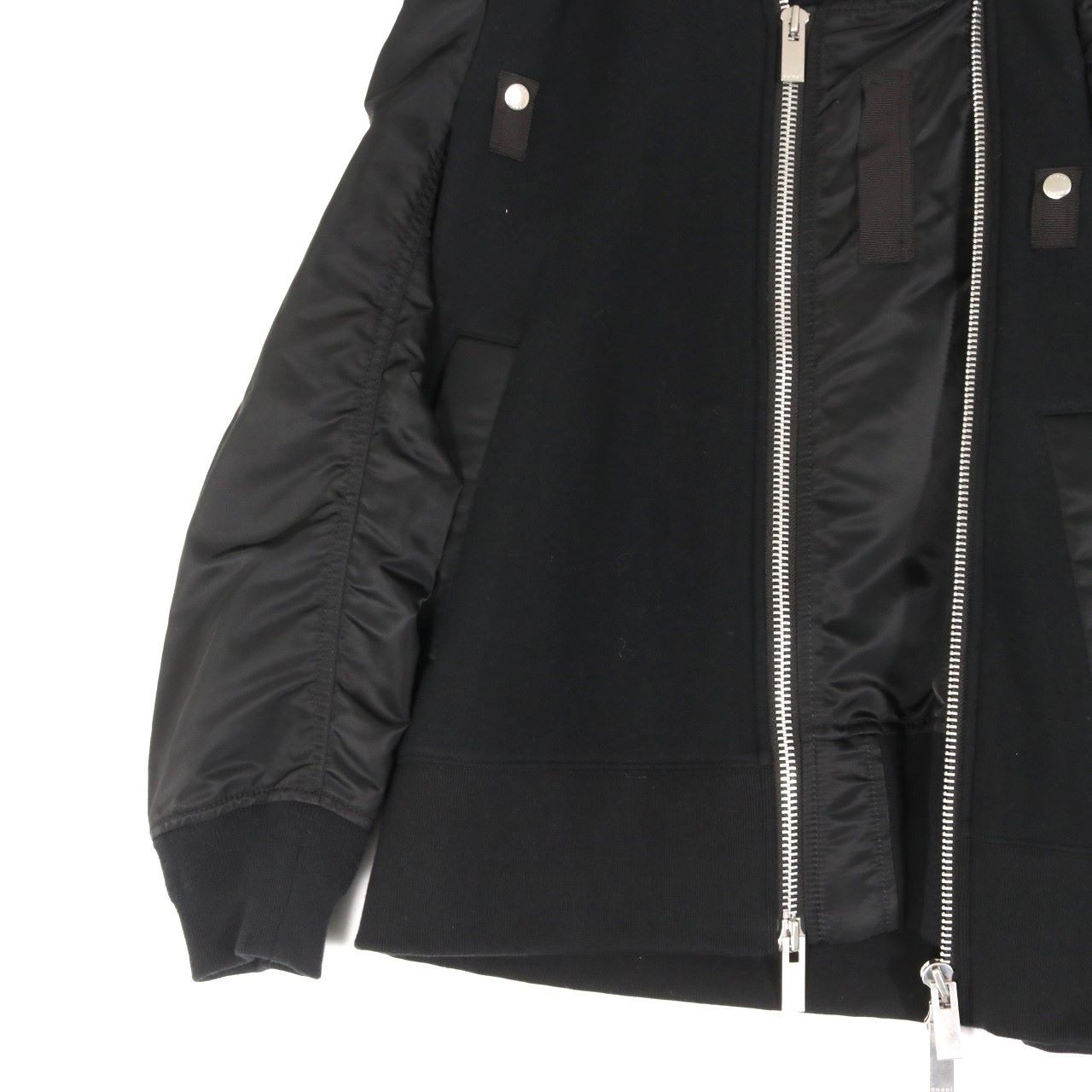 sacai(サカイ) 21AW Nylon Twill × Sponge Blouson スウェット MA-1 黒 