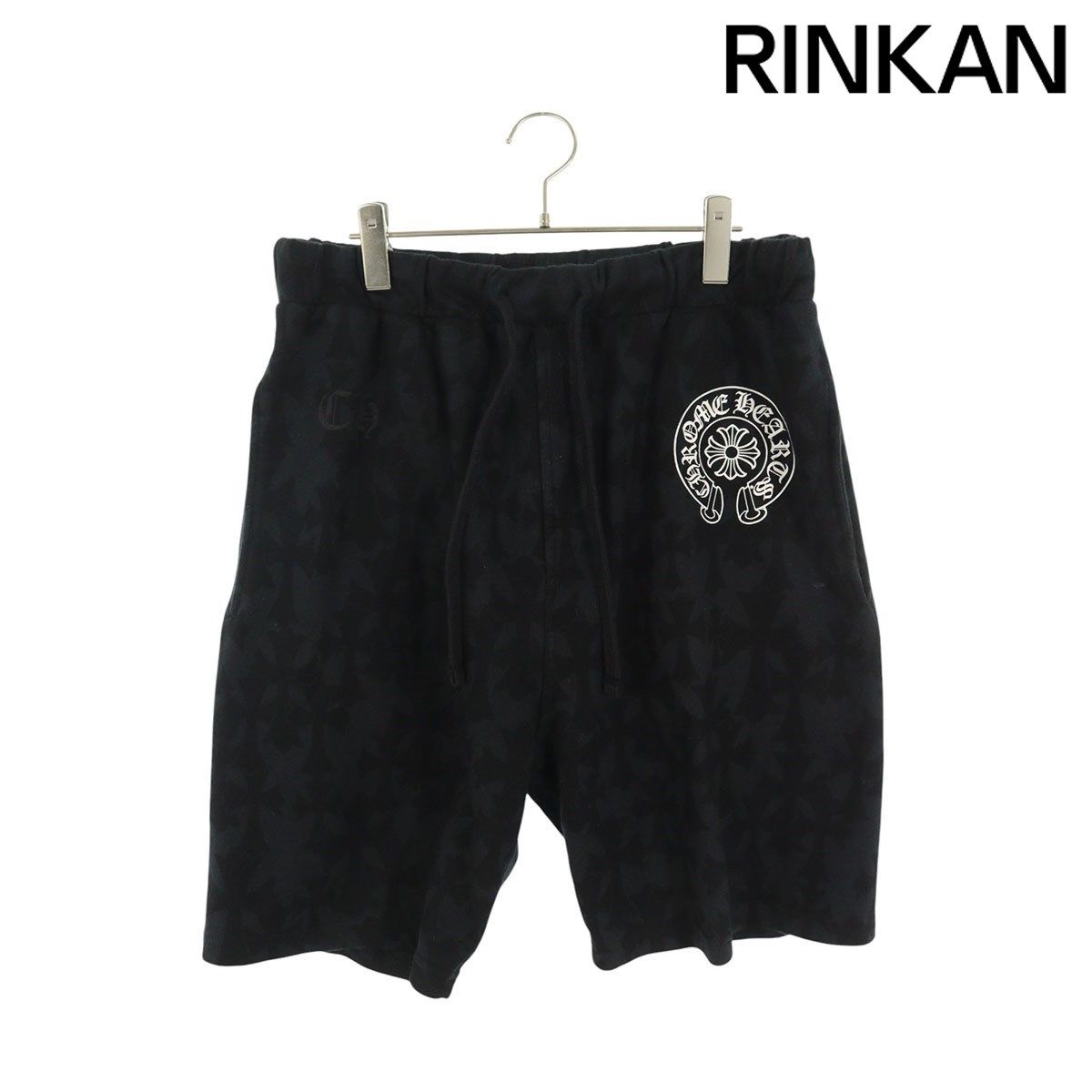 クロムハーツ SWEAT PANTS セメタリークロス総柄スウェットハーフパンツ メンズ L