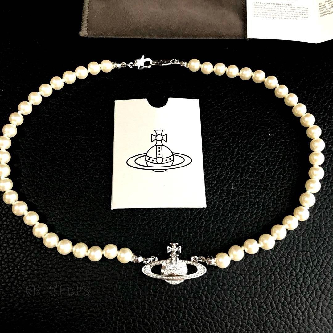 vivienne westwood定番パールチョーカー ネックレス グレー 定番パールチョーカー ネックレス Vivienne Westwood - メルカリ