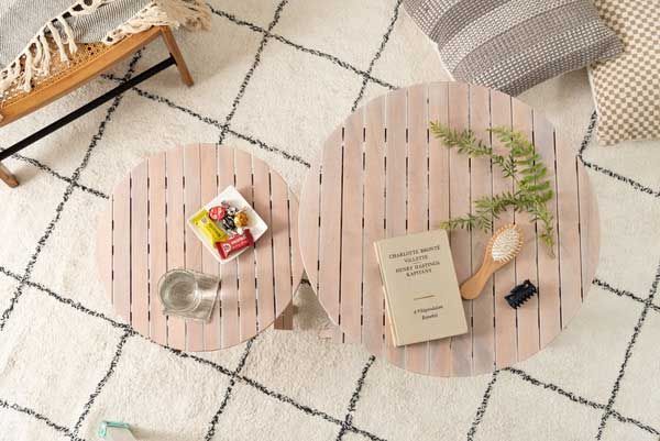 天然木 パイン の折りたたみ式ラウンドテーブル Ｌ φ60×H49cm フォールディング No.669 ホワイト