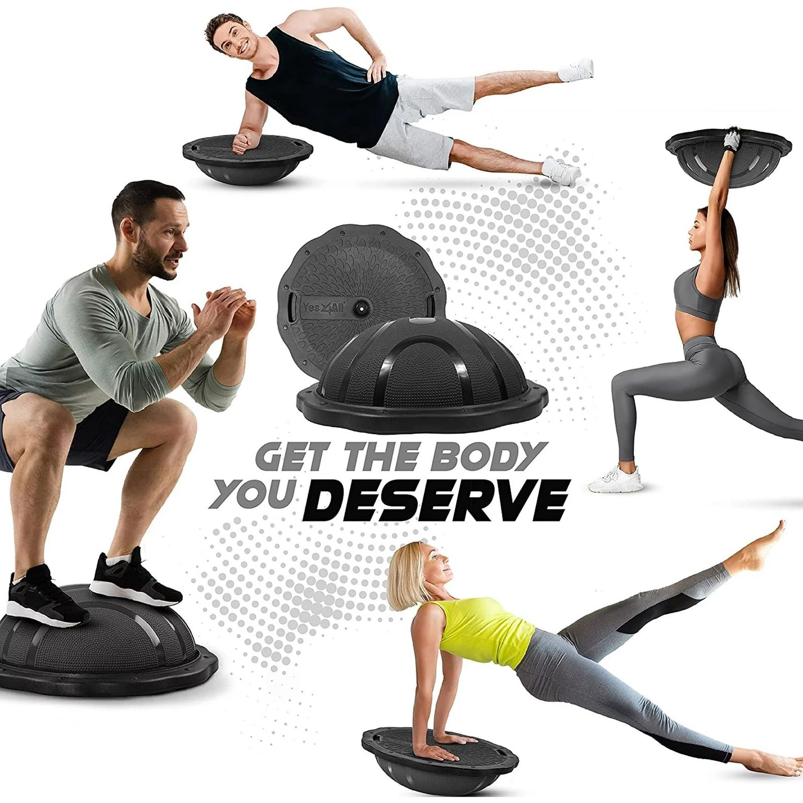 イエスフォーオール Yes 4 All ハーフ ンスボール ブラック ンスドーム 半球 フットポンプ付き 体幹 筋トレ 耐荷重400 kg 60 cm 日本正規輸入品 SJ 31