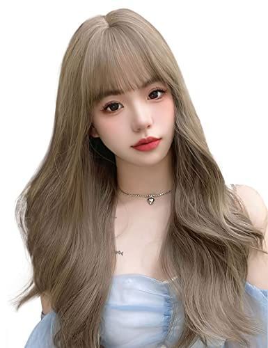 茶ブラウン Limakaraウィッグ ロング 巻き髪 セミロング カール フルウィッグ かつら レディース 自然 ぱっつん 原宿系 小顔 人気 耐熱 wig ファッション ロリータ ネット櫛付き 茶ブラウン
