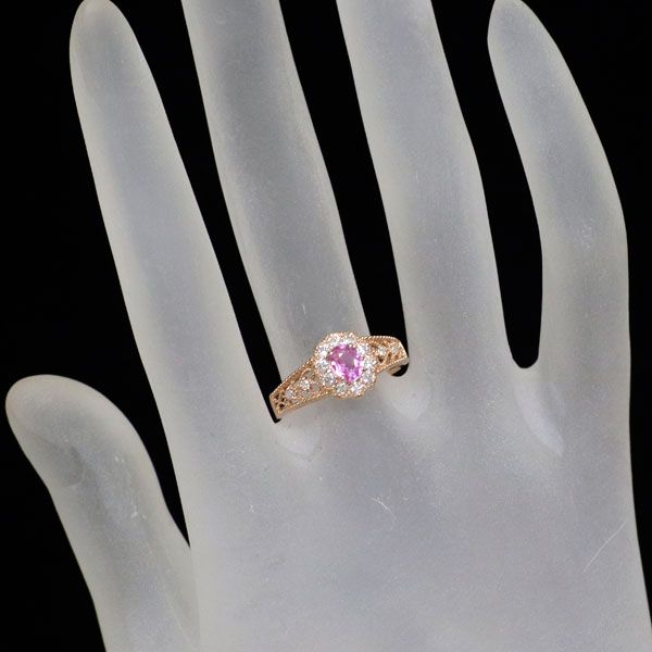 K18PG ピンク サファイア ダイヤモンド リング 0.46ct D0.31ct
