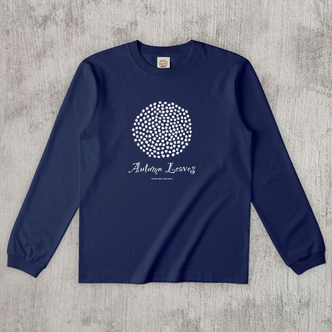 グラフィックロングTシャツ　Autumn Leaves Mono / White -Long-
