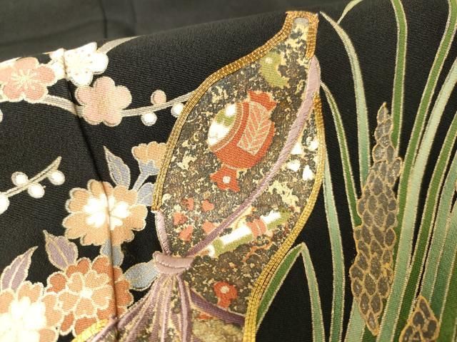 専用 黒留袖 宝尽くし 晒さ 松竹梅 銀駒刺繍 銀彩 K-3474 