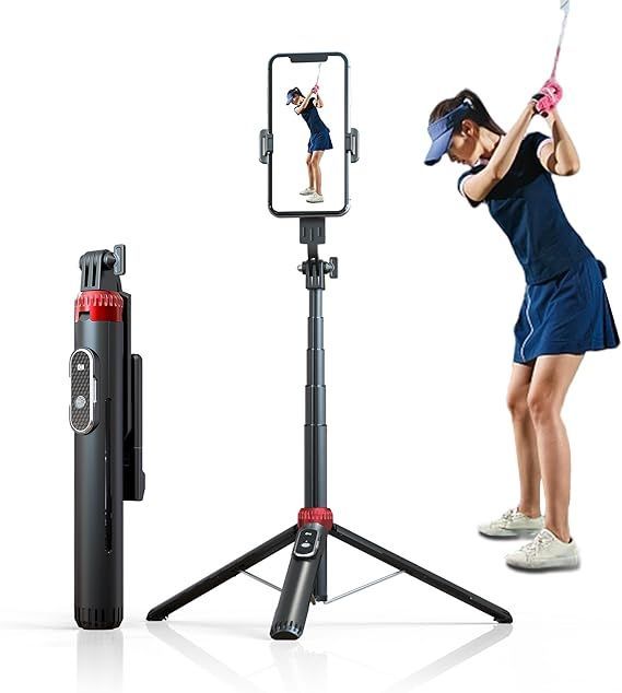 EUG-PRODUCTS ゴルフ練習器具 スイング撮影器具 スマホスタンド ゴルフれんしゅう器具 撮影 素振り ホルダー 自撮りパッティングトレーニング補助具 アライメントスティックに対応 室内 ゴルフ フォーム 矯正 スマホ 動画 チェッ