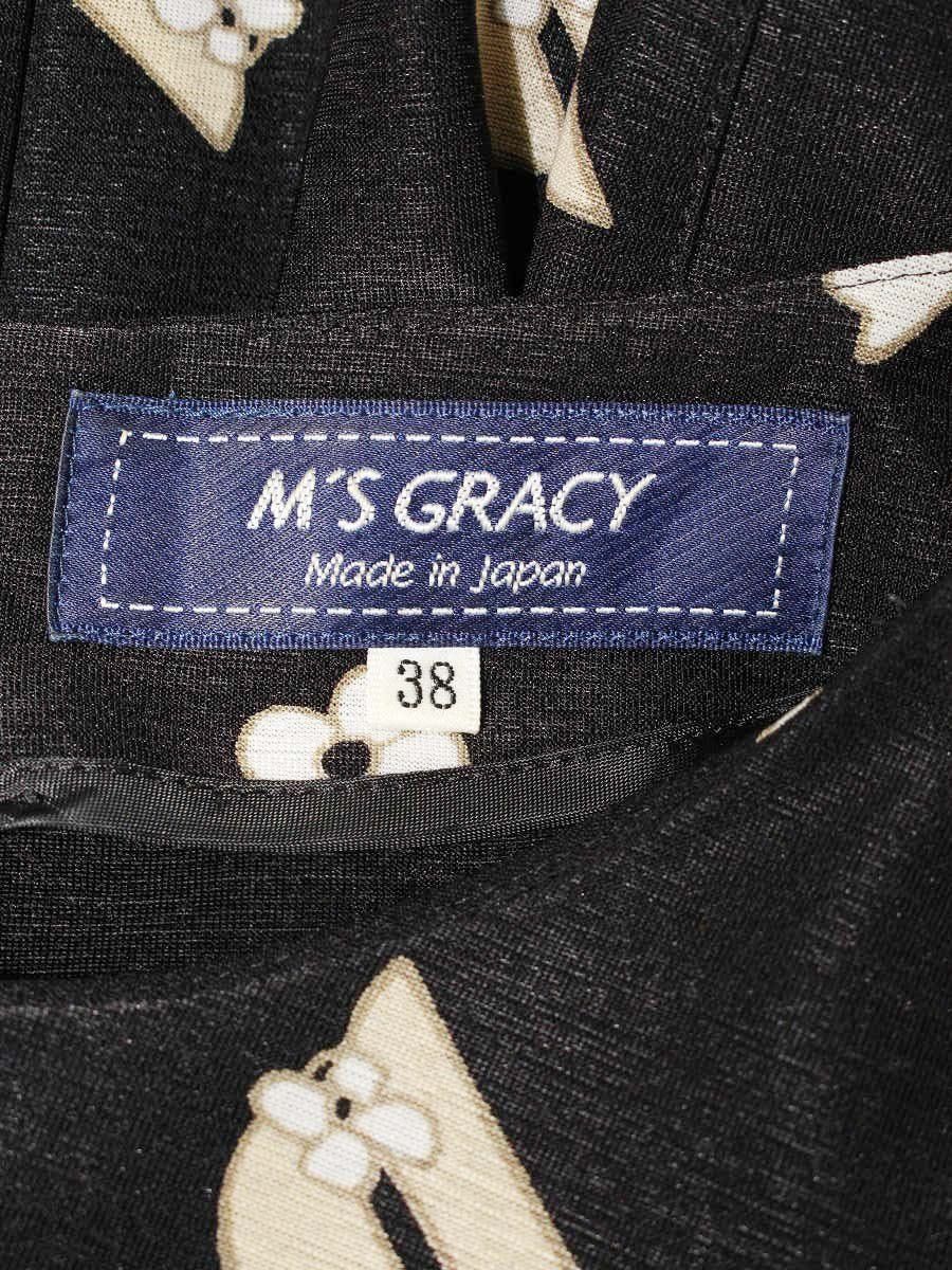 エムズグレイシー 811372 ワンピース 38 ブラック アイコンプリント