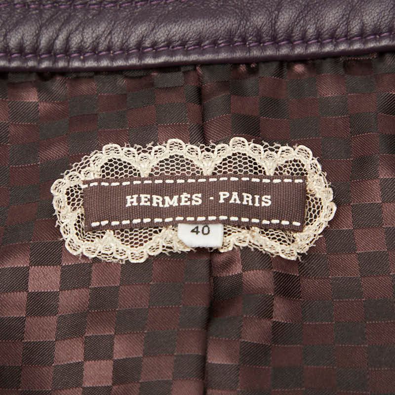 エルメス ノー ジャケット サイズ 40 パープル 玉虫色 レザー レディース HERMES 1-0229997 SIROKUMA-CORPORATION_COM