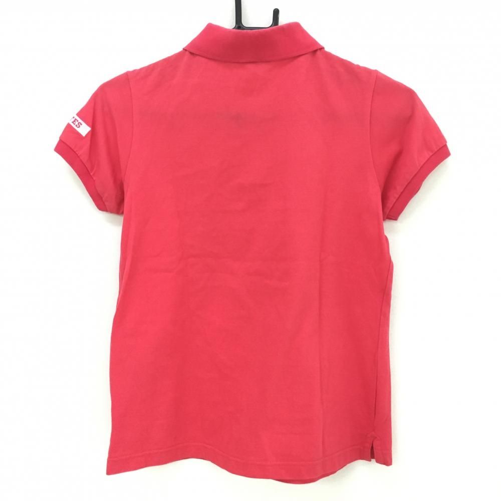 パーリーゲイツ 半袖ポロシャツ レッド フロント・襟裏ロゴ レディース