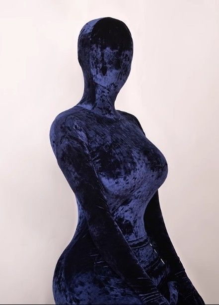 全身タイツ ベロア ブルーブラック 男性女性兼用 フリーサイズ