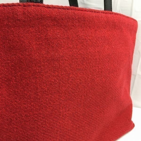 ジェイアンドエムデヴィットソン　J&M Davidson　イングランド製　ハンド　トートバッグ　赤　無地　ウール？/bag〕菅NO.WB4-23 ジェイアンドエムデヴィットソン J&M Davidson イングランド製 ハンド