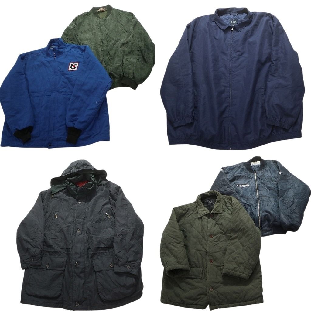 古着卸 まとめ売り フルジップジャケット 6枚セット (メンズ 2XL /4XL /32 /56 ) MA-1 スタンドカラー キルティング 中古 古着 MY3073