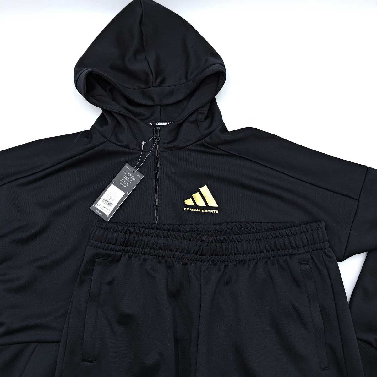 【未使用】[上下セット] アディダス combat sports コンバットスポーツ トラック ジャージ ジャケット パンツ パーカー スウェット XL ブラック TR-74 メンズ ADIDAS セットアップ