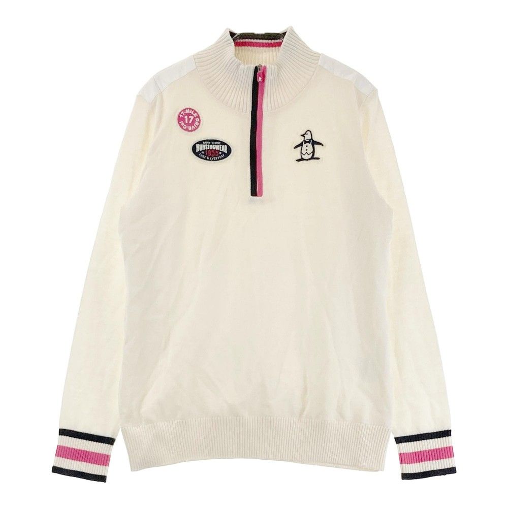 サイズ：L MUNSING WEAR マンシングウェア MGWMJL04 裏地付き ハーフジップ ニットセーター  ホワイト系 [240101387159] ゴルフウェア レディース ストスト